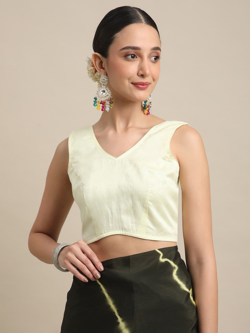 Mehendi Silk Chiffon Leheriya Saree