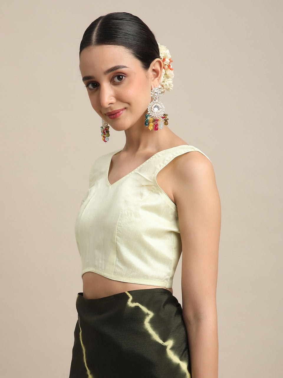 Mehendi Silk Chiffon Leheriya Saree